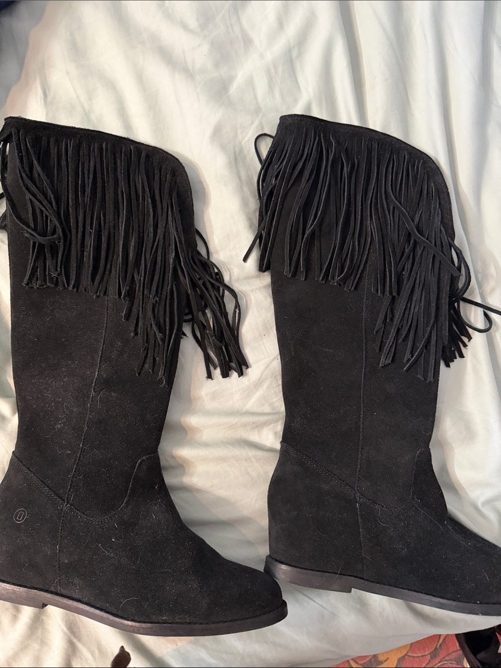 dingo Black Suede Fringe Knee-High Boots